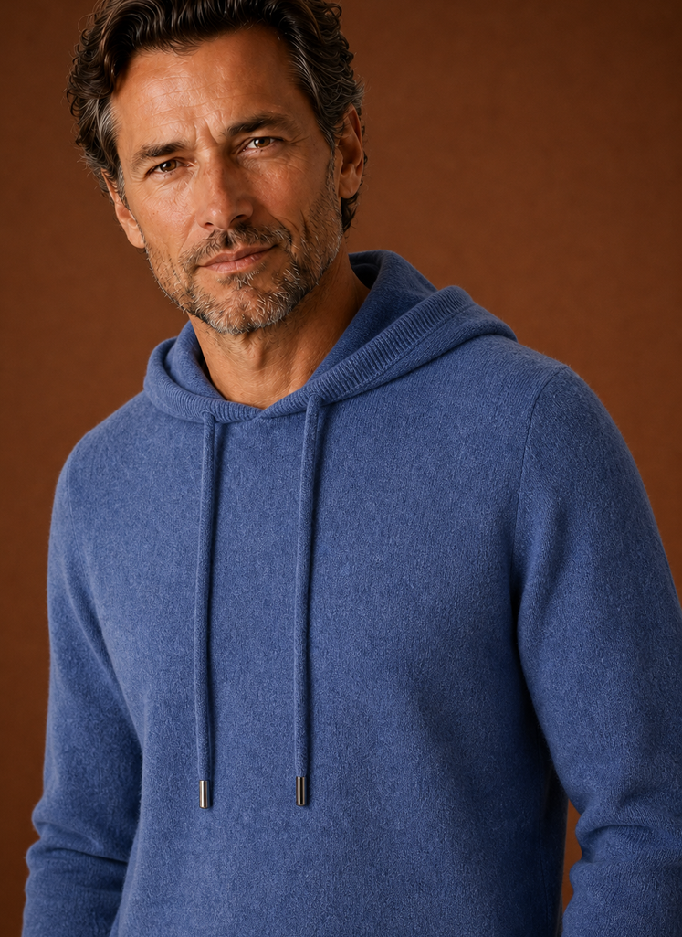 Men's Cashmere-Look Hooded Sweater - Knitted Pullover | Areleon