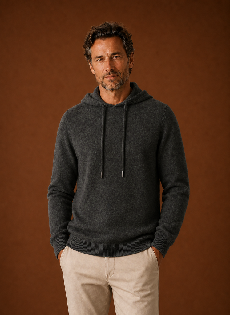 Men's Cashmere-Look Hooded Sweater - Knitted Pullover | Areleon