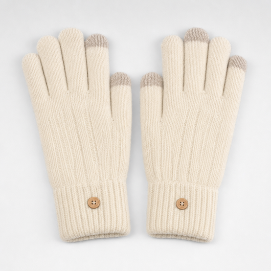 Colby Knit Touchscreen Gloves in cream, product shot