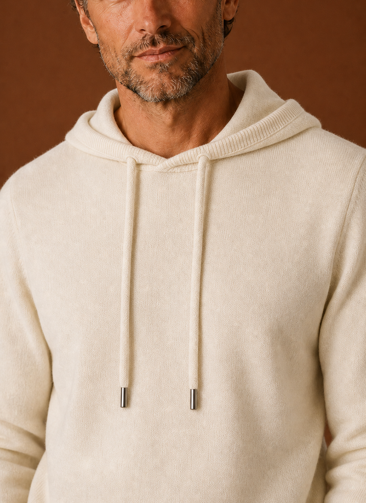 Men's Cashmere-Look Hooded Sweater - Knitted Pullover | Areleon