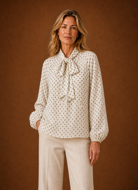 Women's Polka Dot Blouse - Long Sleeve Top | Areleon