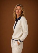Women's Polo Sweater - Button Placket Pullover | Areleon