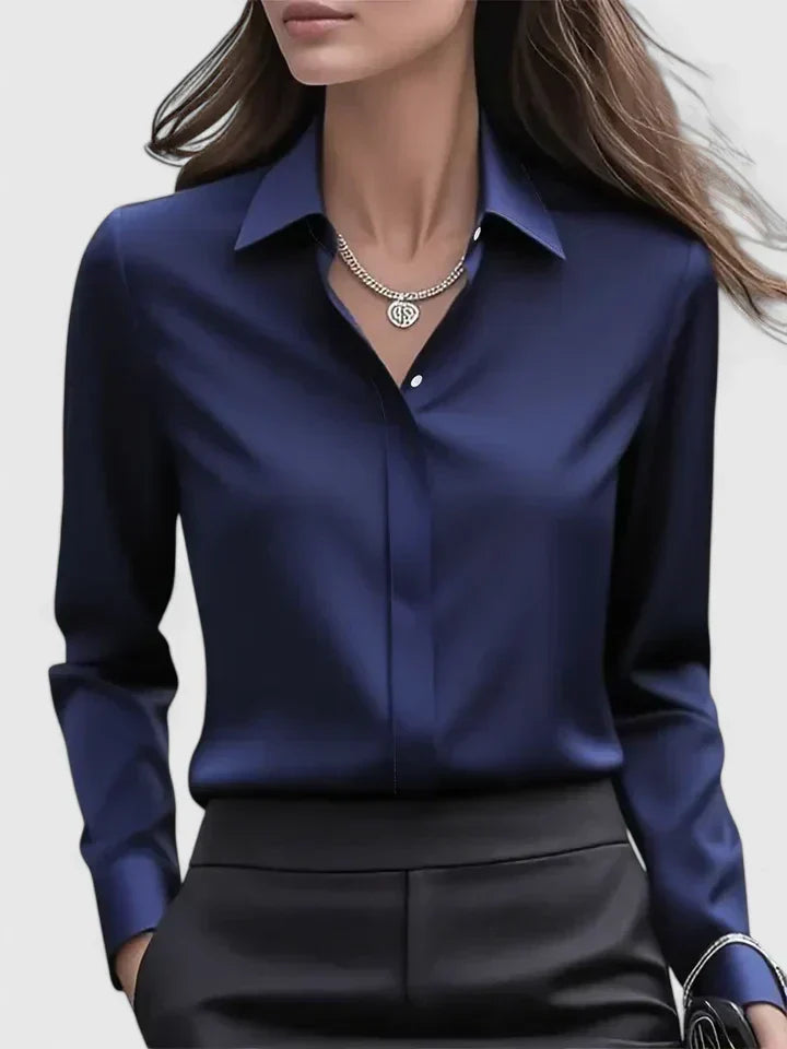 Anja Satin Button-Up Blouse