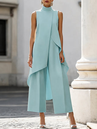 Annika Asymmetric High-Collar Two-Piece Set