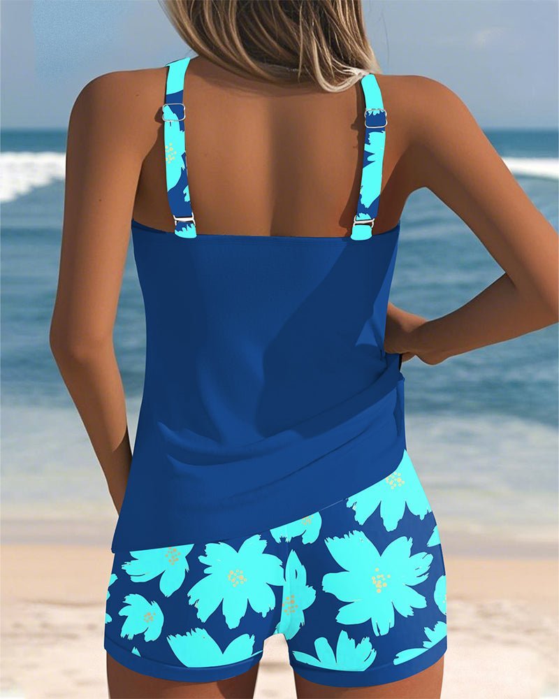 Hannah Floral Racerback Tummy-Control Tankini Set