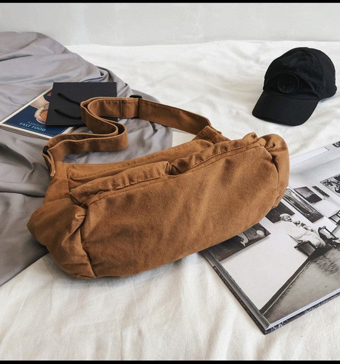 Elfriede Oversized Canvas Messenger Tote