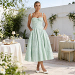 Johanna Ruffle Bodice Cocktail Dress with Jacquard Skirt