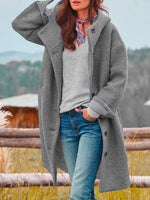 Hannah Hooded Fleece Coat with Button Placket