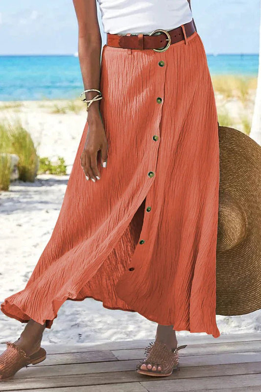 Luisa High-Waist Linen-Look Maxi Skirt