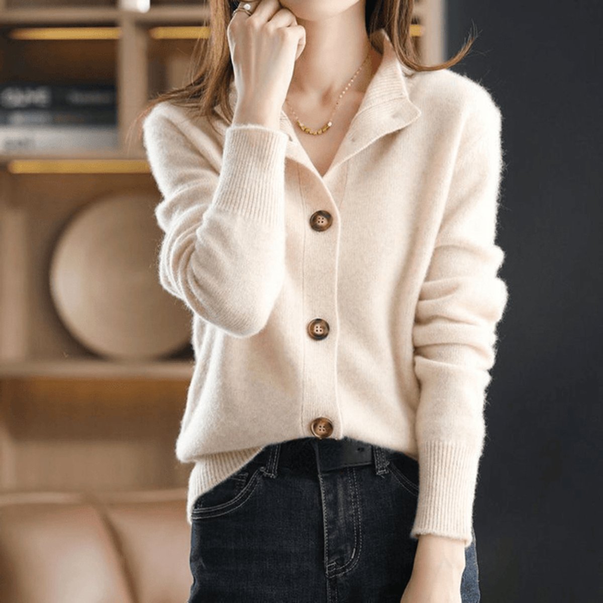 Charlotte Cashmere-Blend Button-Front Cardigan