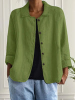 Lena Relaxed Fit Collared Button-Front Blazer