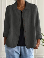 Lena Relaxed Fit Collared Button-Front Blazer