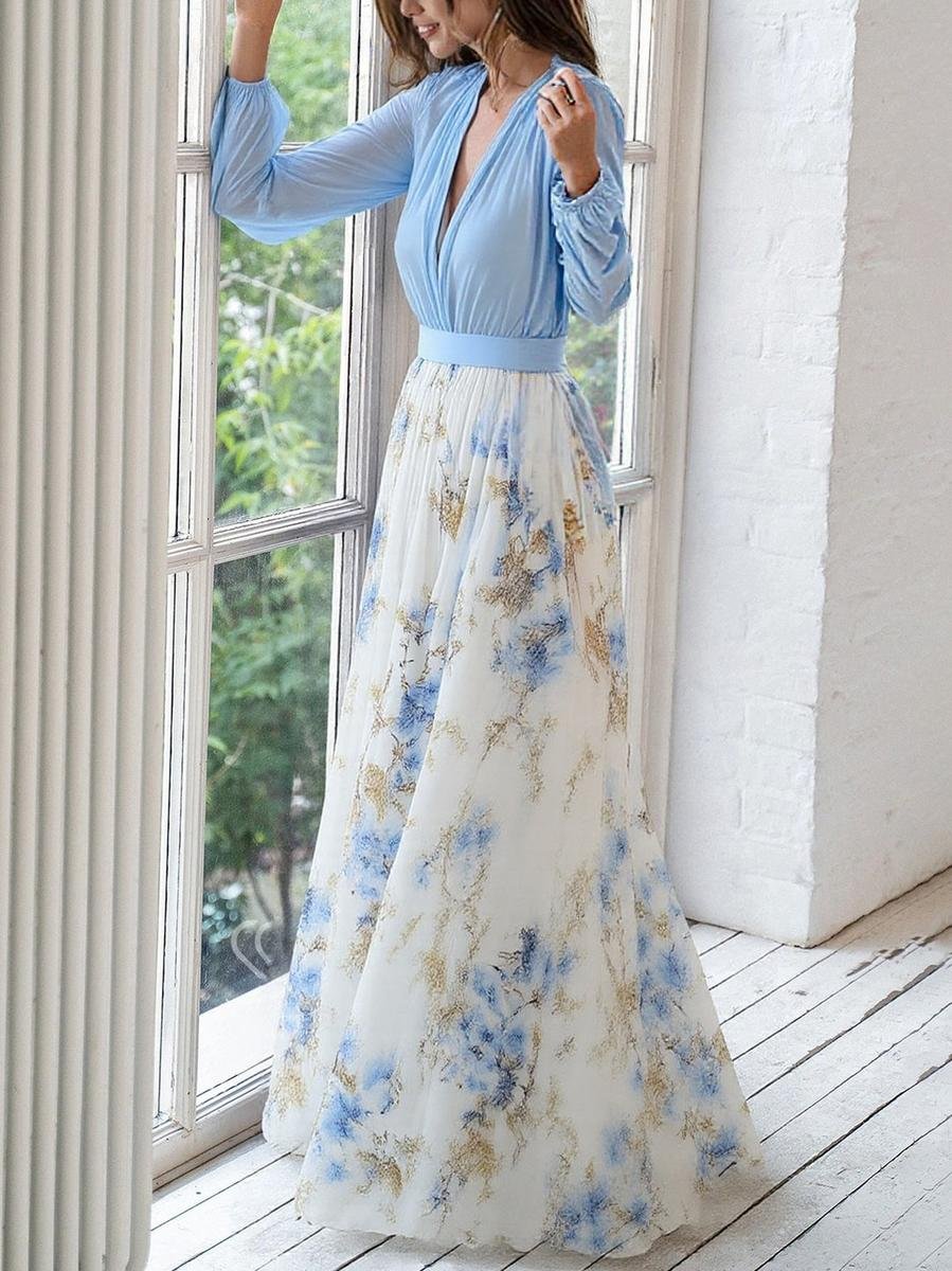 Marlene Floral Chiffon A-Line Maxi Dress