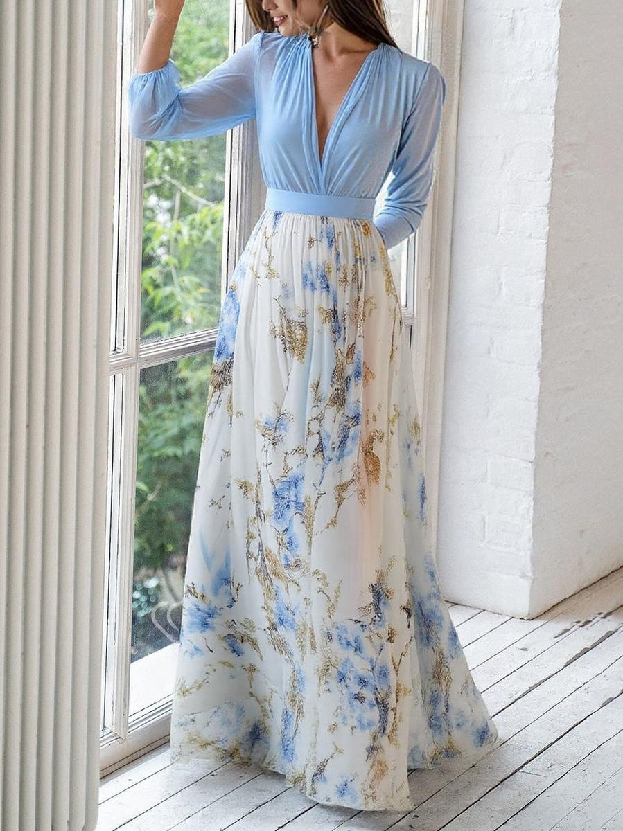 Marlene Floral Chiffon A-Line Maxi Dress
