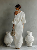 Lena Linen-Cotton One-Shoulder Maxi Dress