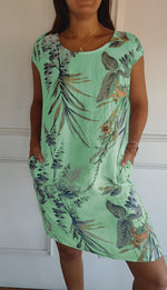 Marie Tropical Leaf Print Shift Dress