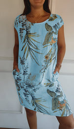 Marie Tropical Leaf Print Shift Dress