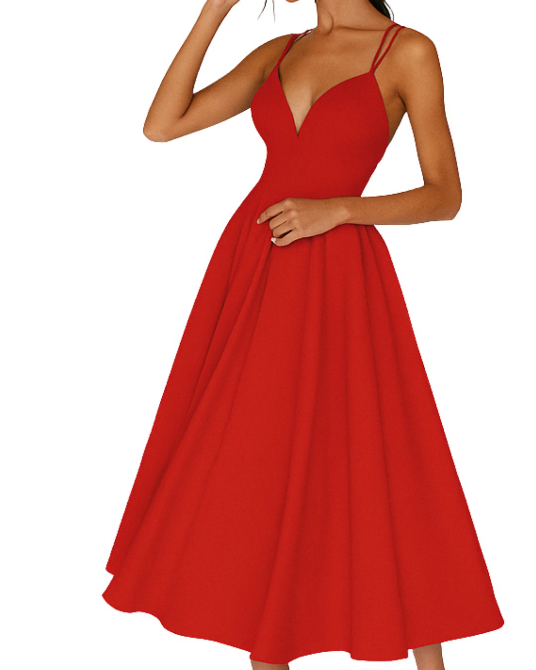 Elfriede Spaghetti Strap Midi Wedding Guest Dress