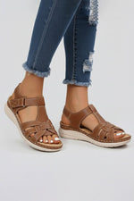 Charlotte Braided Open-Toe Sandals with Ankle Strap