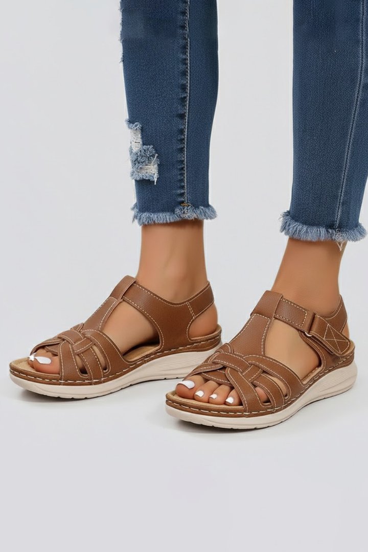 Charlotte Braided Open-Toe Sandals with Ankle Strap
