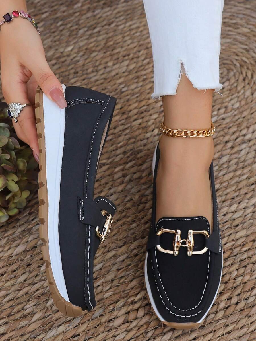 Leonie Orthopedic Non-Slip Loafers with Gold Detail