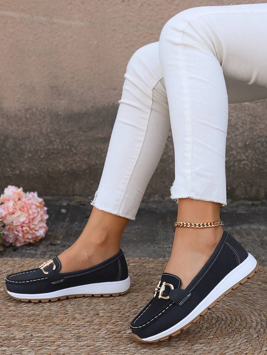 Leonie Orthopedic Non-Slip Loafers with Gold Detail
