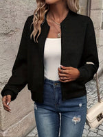 Annika Textured Zip-Up Bomber Jacket