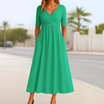 Katharina Short-Sleeve V-Neck Wrap Dress