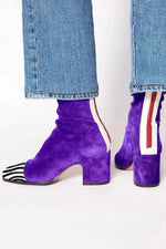 Luisa Suede Block-Heel Square-Toe Booties