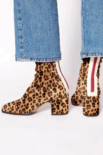 Luisa Suede Block-Heel Square-Toe Booties