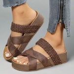 Julia Woven Cross Strap Wedge Sandals