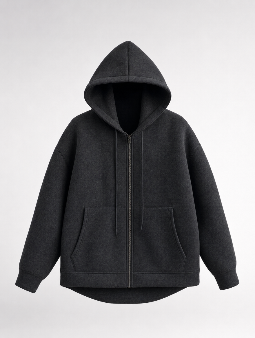 Denby Hooded Zip Jacket in black, product shot
