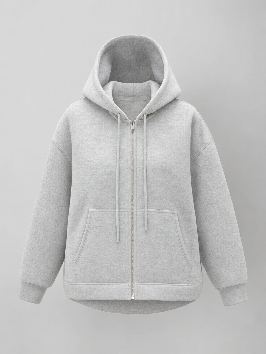 Denby Hooded Zip Jacket in light grey, product shot