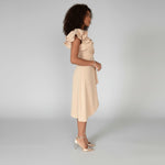 Clara Ruffle-Sleeve Wrap Mother-of-the-Bride Dress