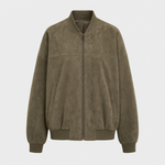 Fairholme Suede-Look Padded Bomber in khaki, product shot