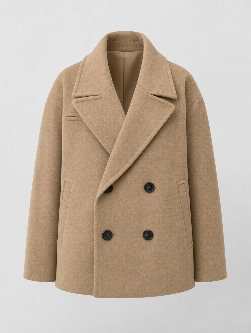 Frampton Double-Breasted Peacoat in camel