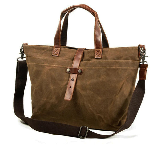 Moritz Waxed Canvas Tote Bag with Leather Trim