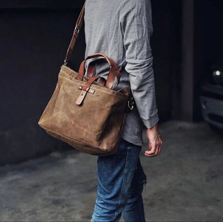 Moritz Waxed Canvas Tote Bag with Leather Trim