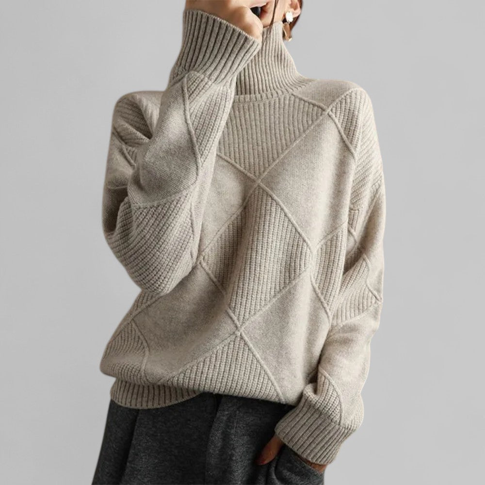 Barbara Oversized Patterned Turtleneck Sweater