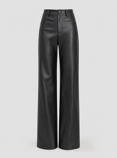 Halston wide leg tailored trousers in black, product shot