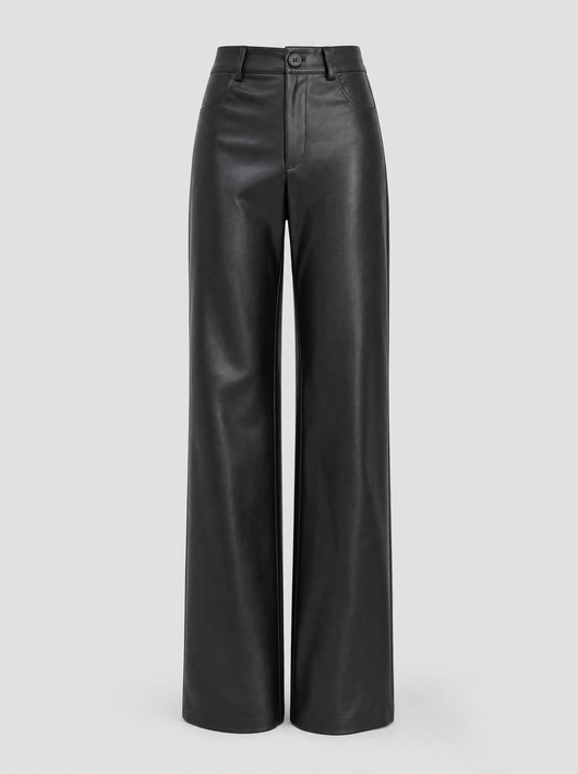 Halston wide leg tailored trousers in black, product shot