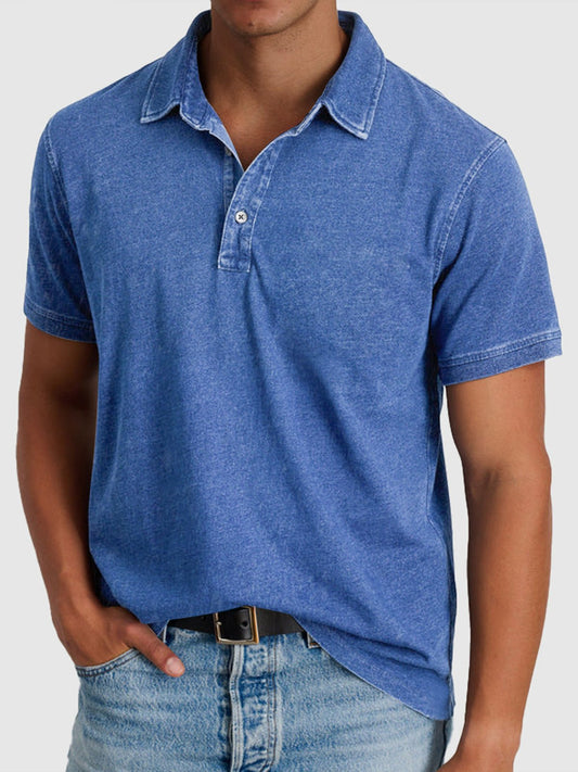 Alexander Cotton Denim Short-Sleeve Polo