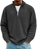 Fabian Ribbed Half-Zip Mock Neck Pullover