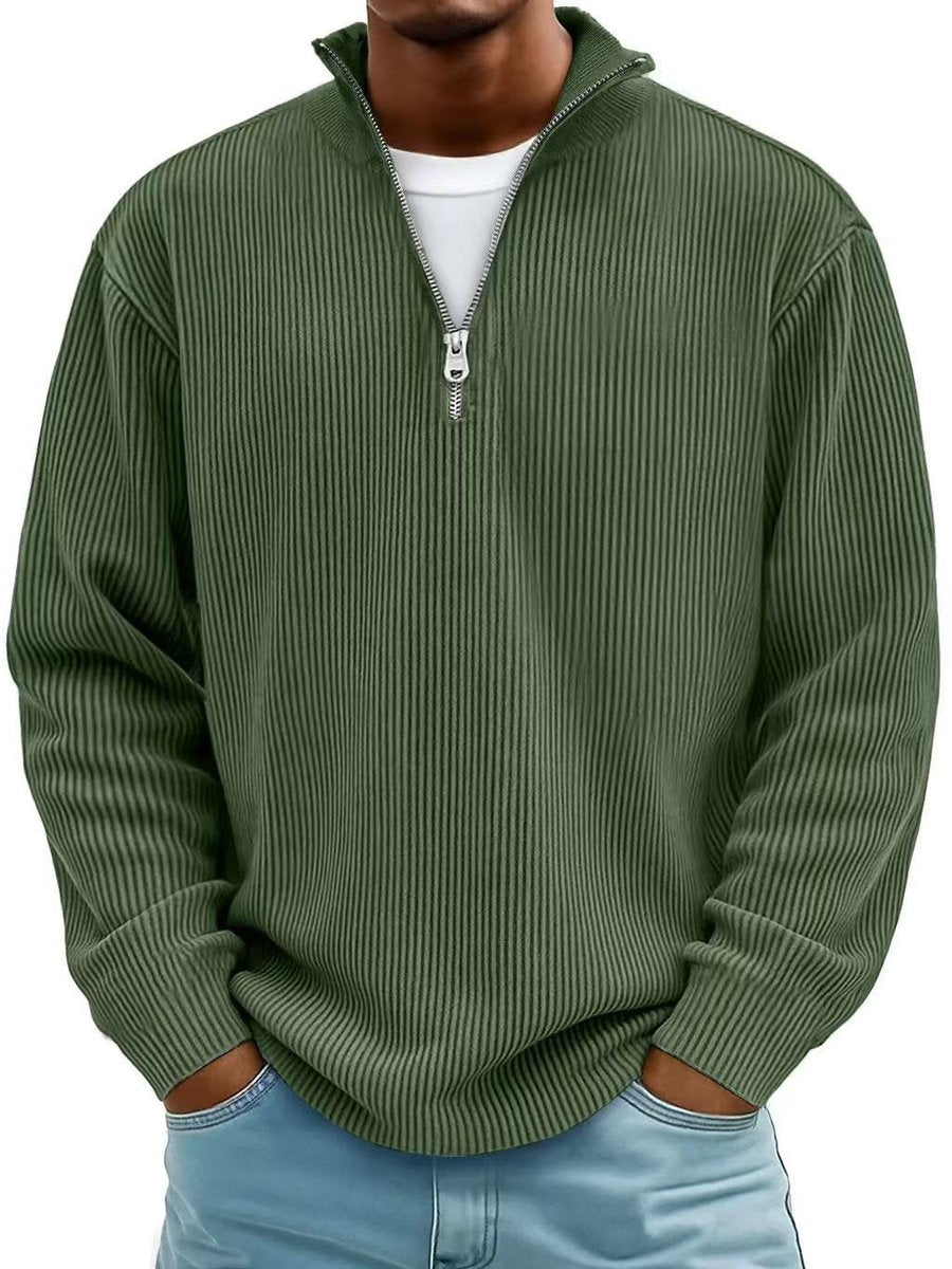 Fabian Ribbed Half-Zip Mock Neck Pullover