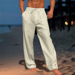 Florian Wide-Leg Linen Drawstring Pants
