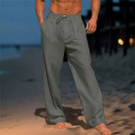 Florian Wide-Leg Linen Drawstring Pants