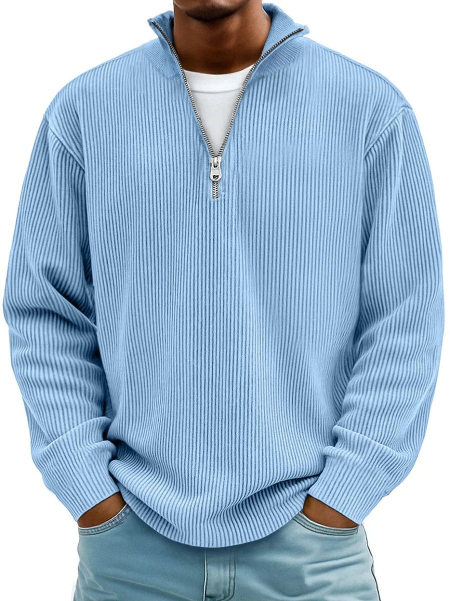 Simon Ribbed Quarter-Zip Mock Neck Sweater