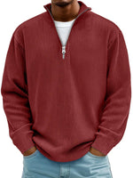 Simon Ribbed Quarter-Zip Mock Neck Sweater