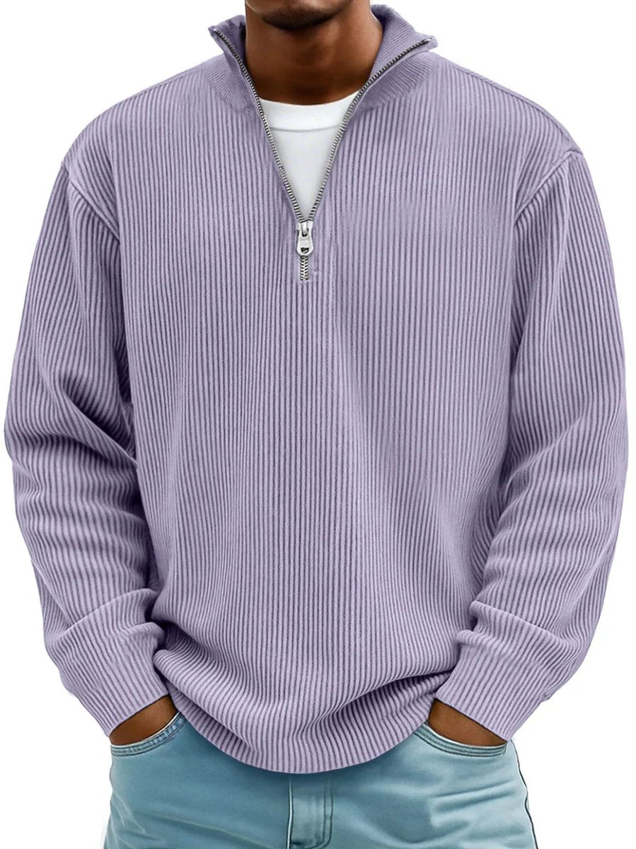 Simon Ribbed Quarter-Zip Mock Neck Sweater