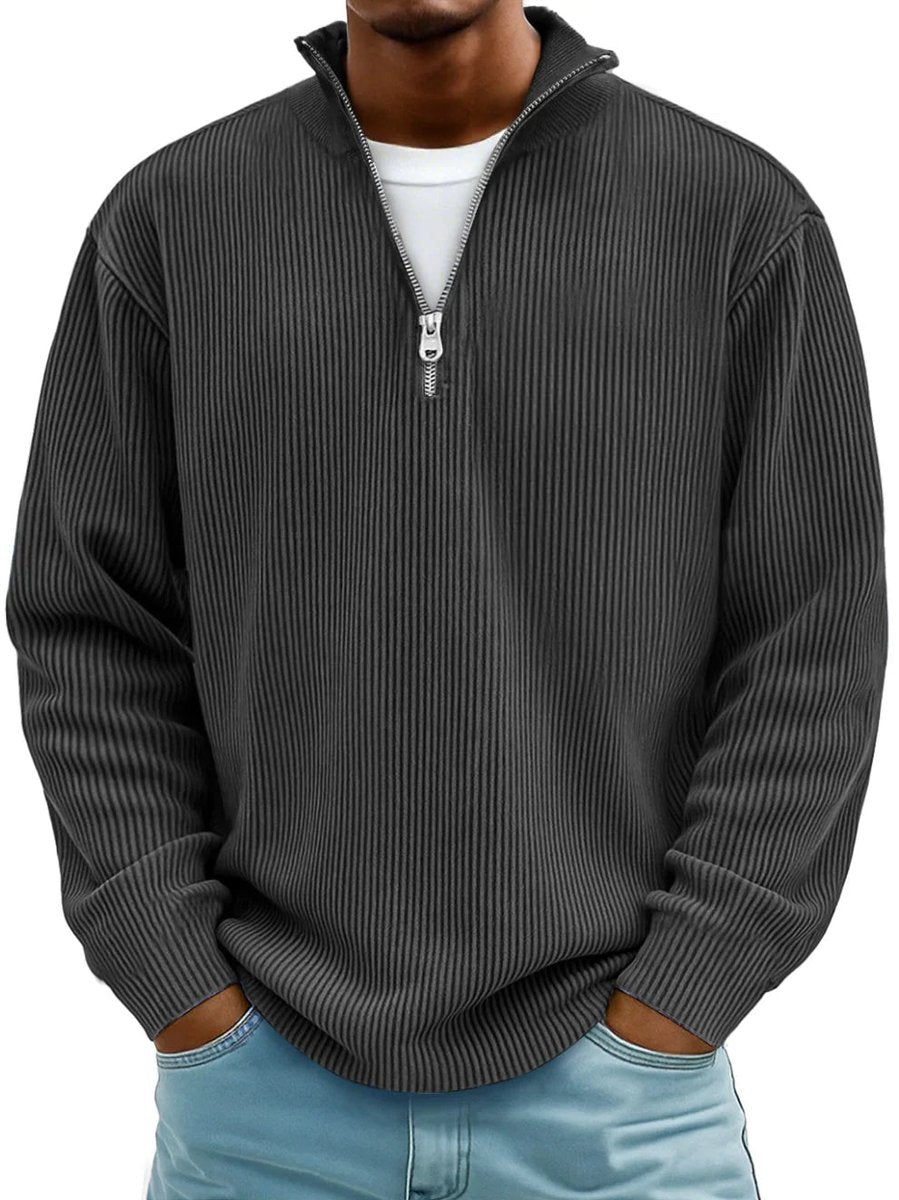 Simon Ribbed Quarter-Zip Mock Neck Sweater